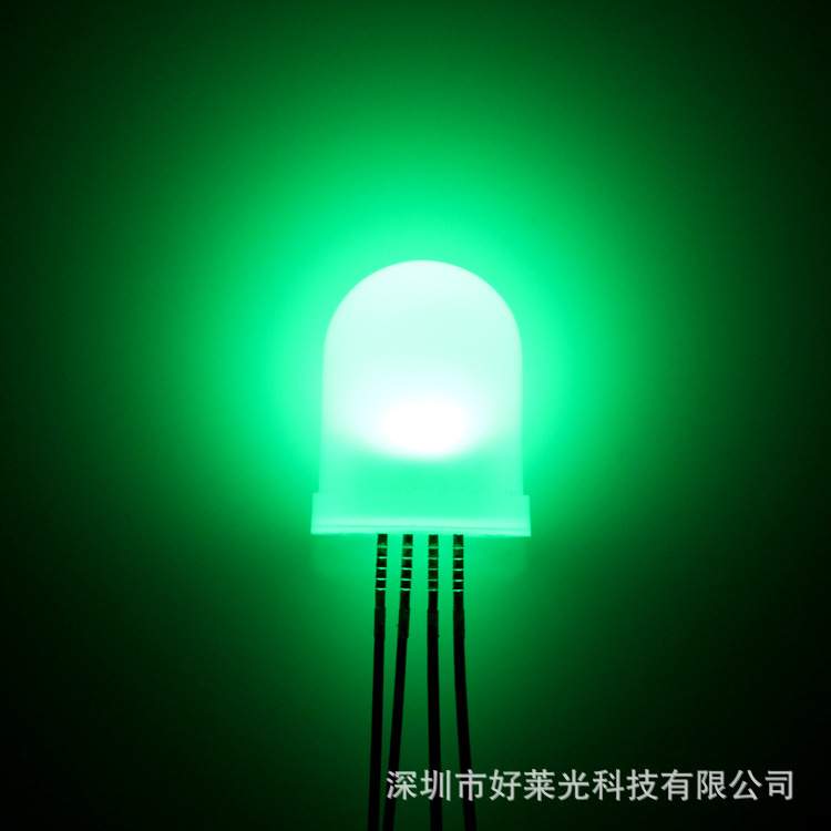 F10/10MM雾状全彩RGB共阴 四脚全彩红蓝绿led灯珠 彩色LED发光管