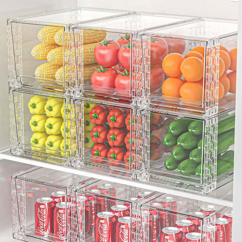艾加达多功能抽屉盒厨房冰箱收纳盒家用透明大容量蔬菜水果保鲜盒