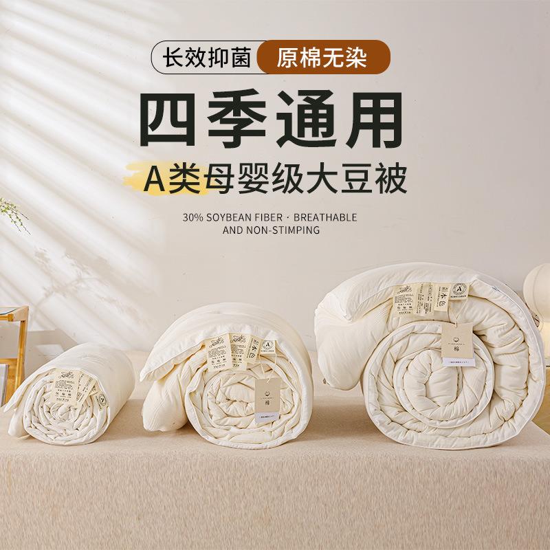 A类全棉大豆纤维春秋被子被芯四季通用二合一加厚保暖冬被子母被