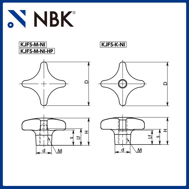 NBK KJFS-K-NI十字形旋钮 研磨喷丸内螺纹不锈钢 机械零配件工厂