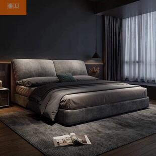 意式大象耳朵布艺床圆形轻奢电磁炉桌可旋转火锅转盘主卧室大床