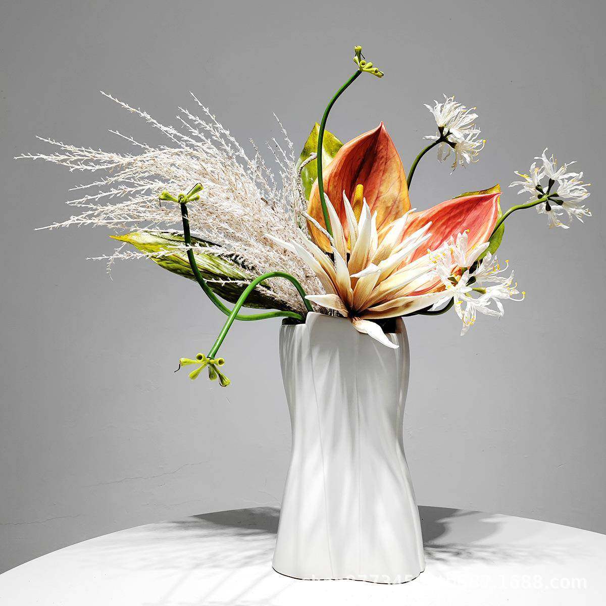 简约现代陶瓷花瓶仿真花摆件家居客厅餐桌茶几花艺角几假花装饰品,金属材料及制品,金属加工件/五金加工件,淘宝优惠券,粉丝福利购,淘宝优惠卷