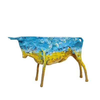 新中式样板房复古铁牛书柜工艺装饰品北欧别墅玄关办公室招财摆件