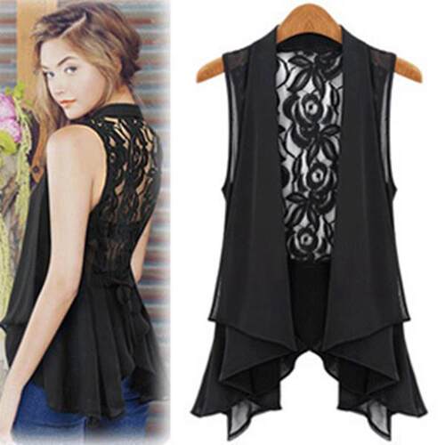 2024summer women fashion sexy lace chiffon vest jackets coat