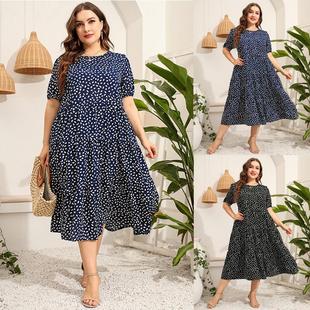 Loose Fit Plus Size Irregular Short-Sleeved Summer Dresses