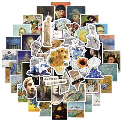 50PCS Famous Artist Work Van Gogh Aesthetic Stickers Car Gui