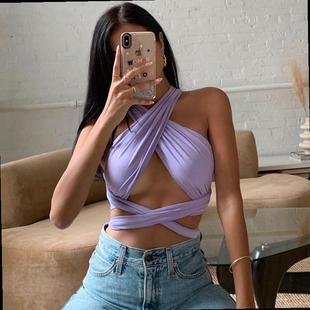 Crop Top Bandage Vest Summer Sexy Tops Woman Clothes性感