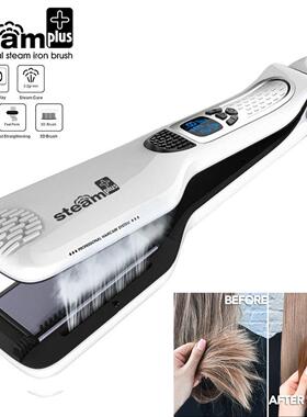 Steam Hair Straightener Brush Ceramic Flat Iron Professional