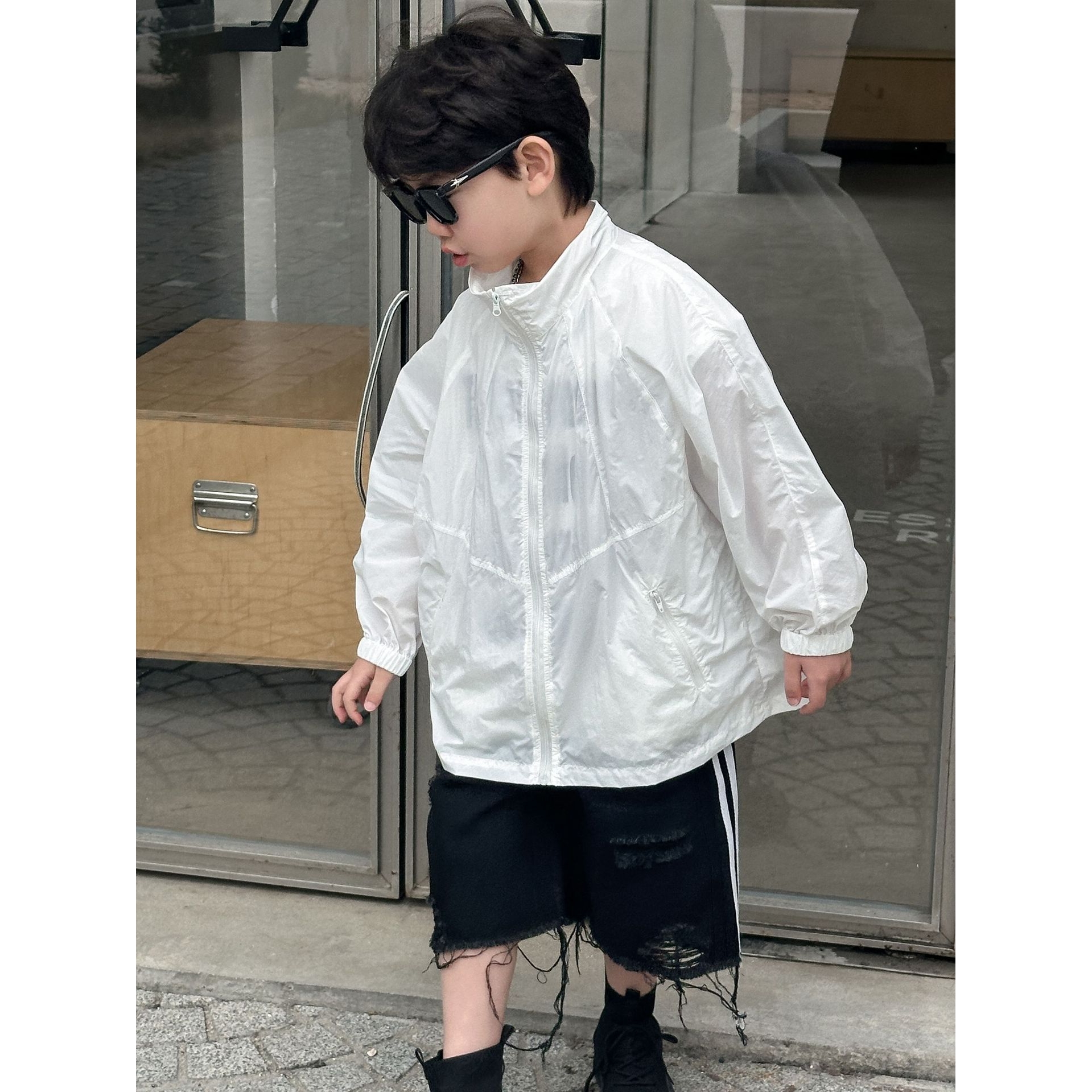 日本无印MUJIE男童夏款外套2025新款儿童冲锋衣夏季男孩上衣防晒