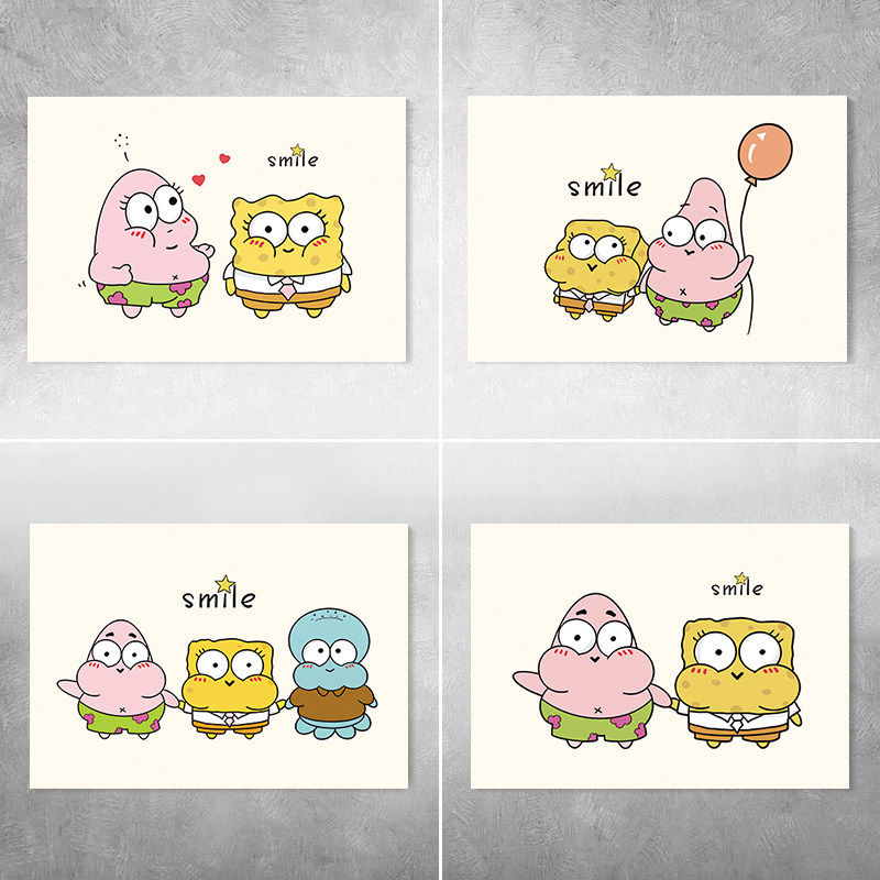 简约可爱海绵宝宝电表箱贴纸 配电箱装饰贴画定制自粘装饰画创意