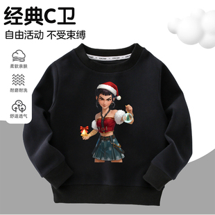 KPopDemonHunters猎魔女团Zoey圣诞印花上衣2025男女童洋气卫衣潮
