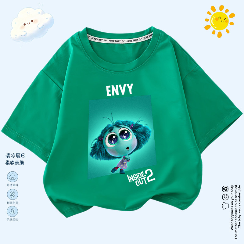 头脑特工队2情绪管理员慕慕Envy男女童纯棉短袖宽松T恤薄款打底衣图片