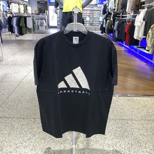 阿迪达斯正品短袖男女篮球运动休闲圆领体恤半袖上衣JD6129KB7560