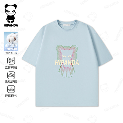HiPanda你好熊猫重磅短袖t恤男士2026夏季新款宽松圆领半袖上衣服