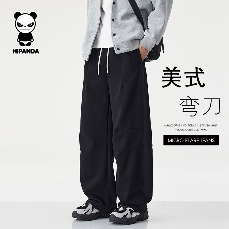 Hipanda你好熊猫美式卫裤男2026春季宽松直筒阔腿弯刀休闲长裤子,男装,休闲裤,淘宝优惠券,粉丝福利购,淘宝优惠卷