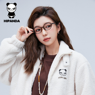 hipanda你好熊猫冬季情侣时尚休闲宽松立领长袖羊羔绒棉衣外套女