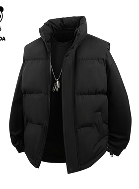 HiPanda你好熊猫保暖棉马甲立领男款休闲夹棉马甲男女同款棉服