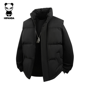 HiPanda你好熊猫保暖棉马甲立领男款 棉服 休闲夹棉马甲男女同款