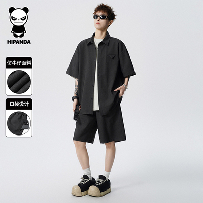 HiPanda你好熊猫短裤男夏薄款2026新款高腰a字休闲直筒中裤五分裤
