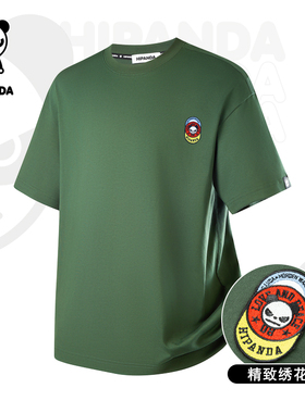 hipanda你好熊猫短袖男士春夏官方半袖潮情侣装上衣宽松白色T恤女