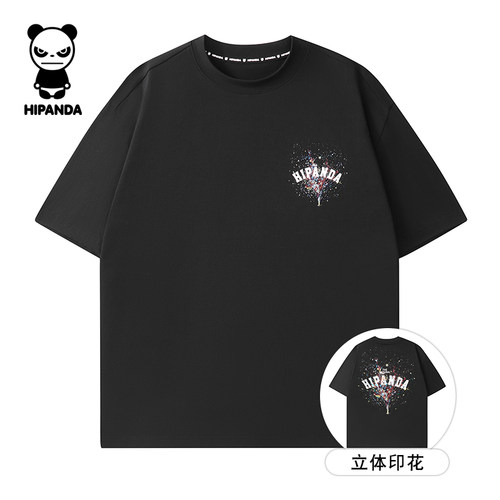 HiPanda你好熊猫美式高街T恤夏季宽松2025新款重磅潮牌情侣短袖薄