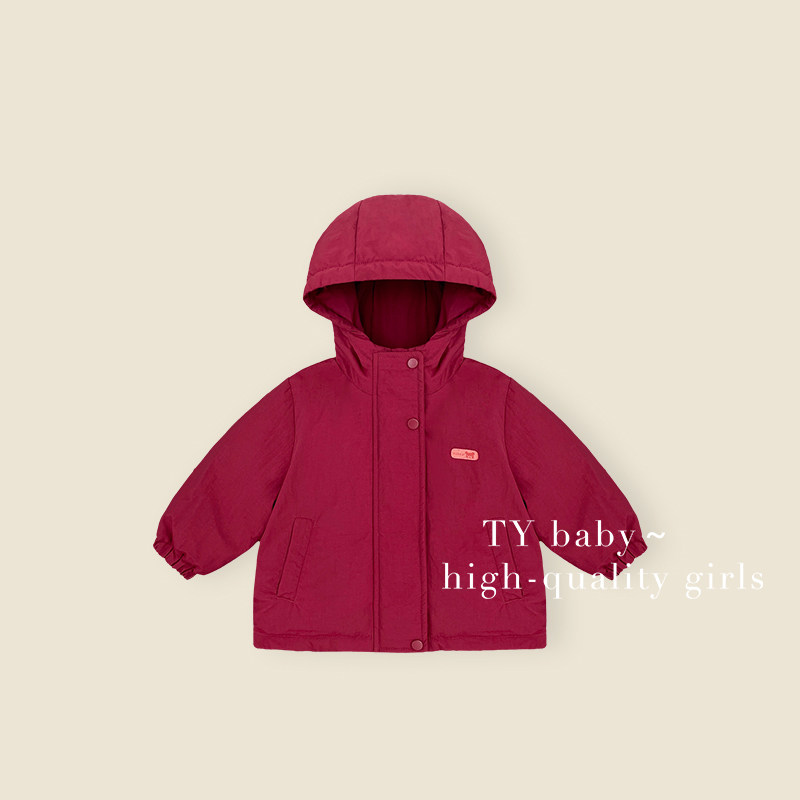 现货冬装女小童韩版时尚小熊贴标加厚保暖连帽羽绒服童装潮YT0032