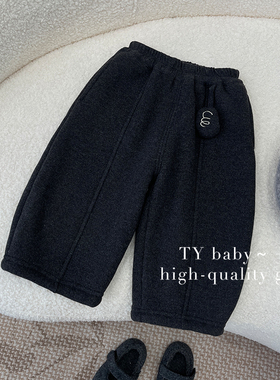 【糯米绵绵】冬女小童韩个性玩偶挂坠休闲加绒保暖阔腿裤NNT0008