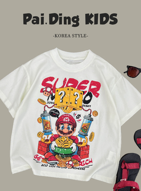 夏装儿童韩版潮流可爱卡通印花休闲宽松套头短袖T恤SJ5965-XX3