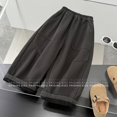 春秋季儿童韩版时尚两侧大口袋设计帅气宽松日常休闲裤SJ7137
