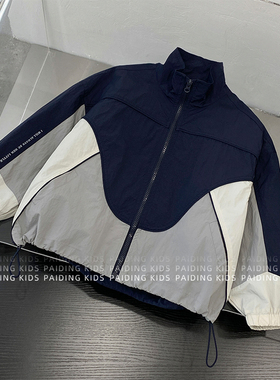 春装儿童韩版时尚学院风拼色设计户外休闲风立领外套SJ7121-CC1