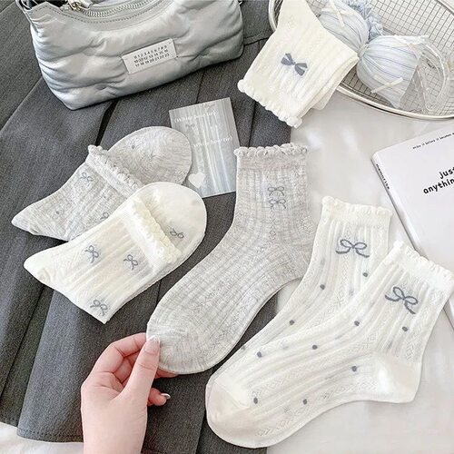 【5双装蝴蝶结款】夏季抗菌女袜