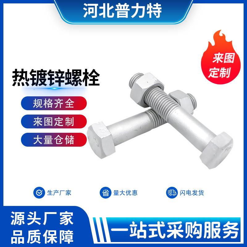 现货供应 镀锌螺栓 热碳钢162高强M18M22M2M67六角头热浸3锌电力