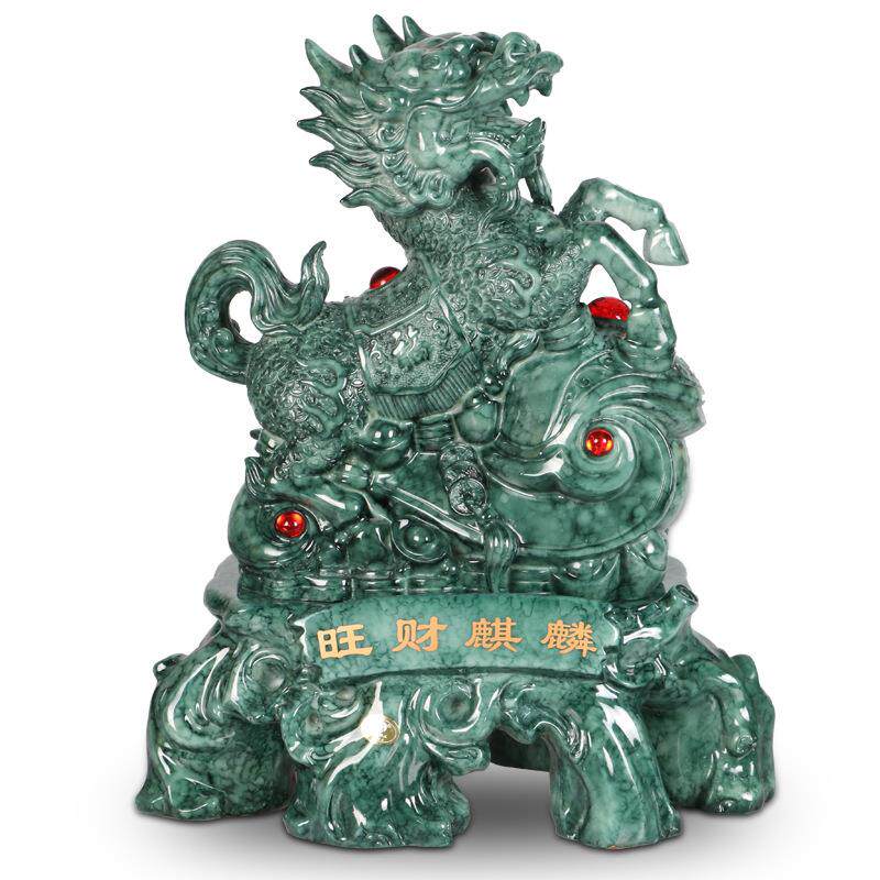 雅信树脂工艺品仿大理石招财麒麟摆件大麒麟风水办公室摆设品