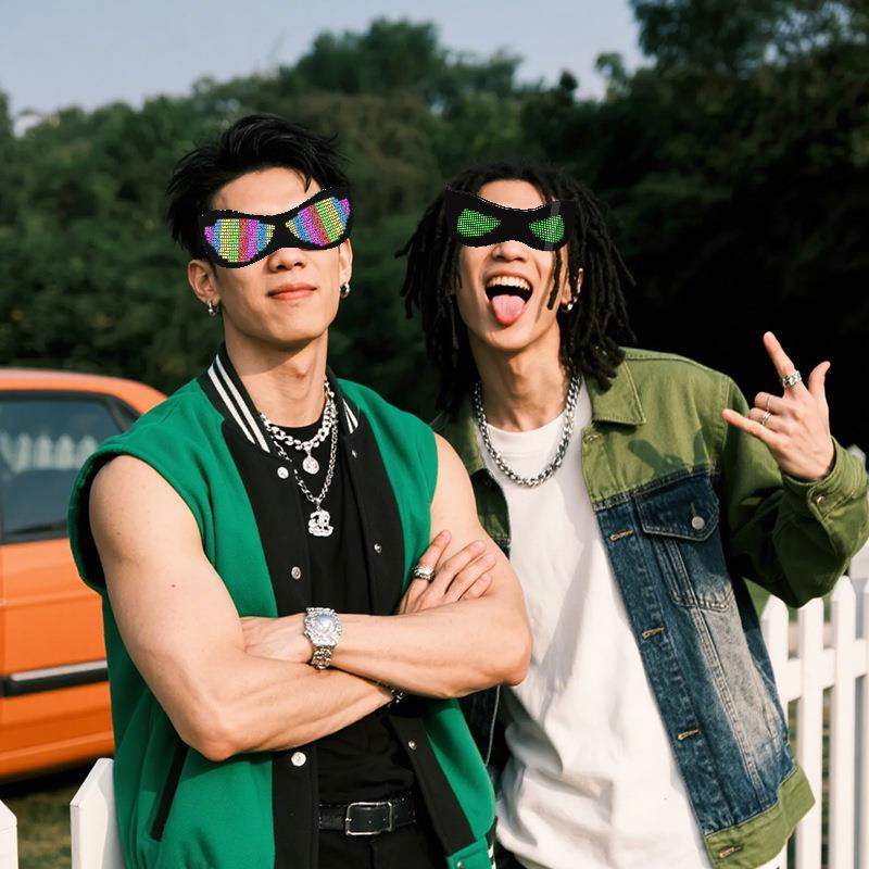 新款led眼镜跨境亚马逊热卖全彩圣诞节派对酒吧DJ音乐节发光眼镜