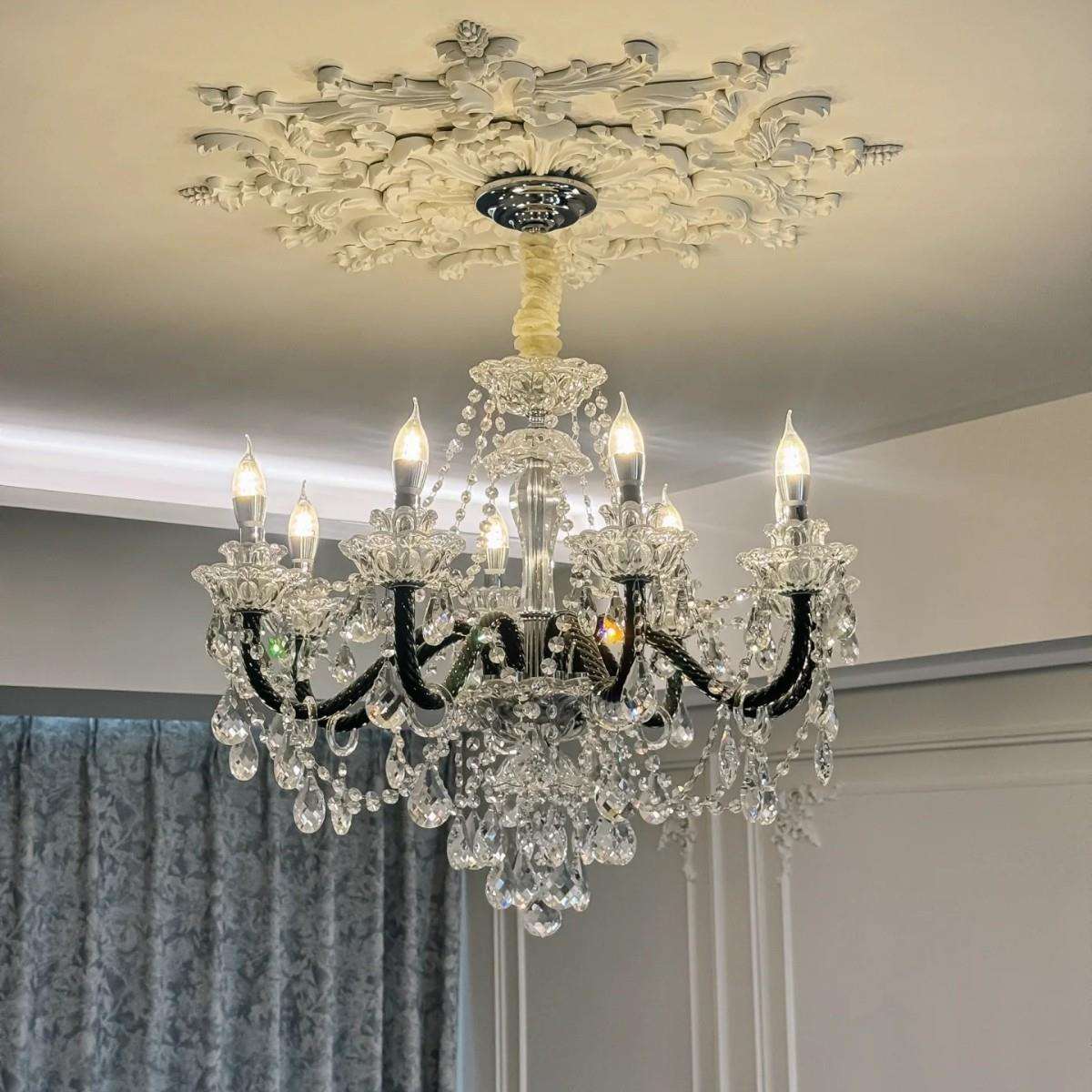 新款美式复古黑色水晶灯客厅吊灯高级感餐厅卧室蜡烛法式水晶吊灯