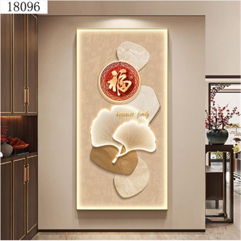 led带灯轻奢入户玄关装饰画走廊过道简约现代挂画壁画银杏高级感