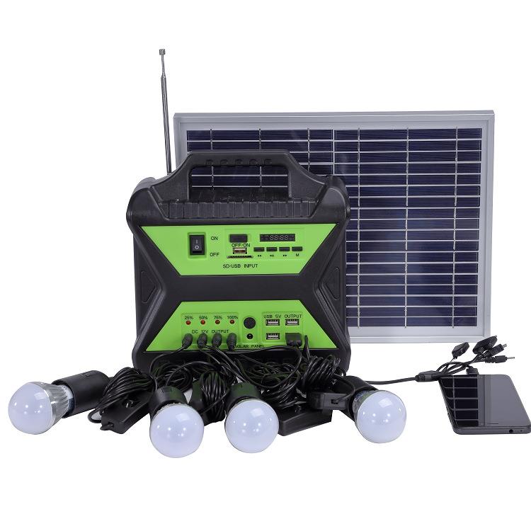 现货10W18V太阳能小系统发电机带手电筒应急电源宿营可带电视风扇