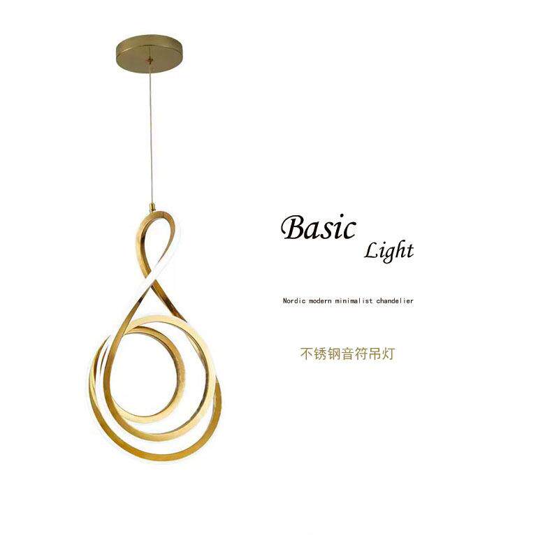 北欧现代简约高端设计师不锈钢艺术音符线条卧室客厅餐厅吊灯