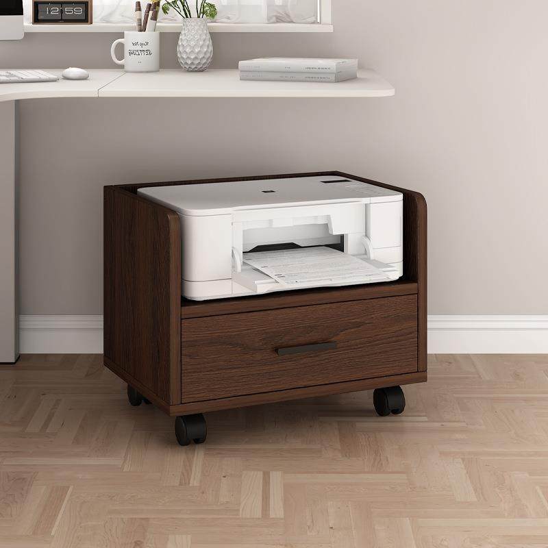 桌下置物架打印机架带抽屉床头柜支架主机银行收纳架移动柜子简约