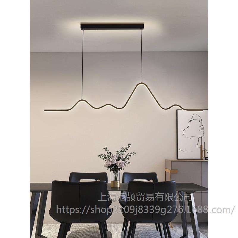 餐厅吊灯奶油风创意饭厅餐桌吧台灯具现代极简2024新款月球长条灯