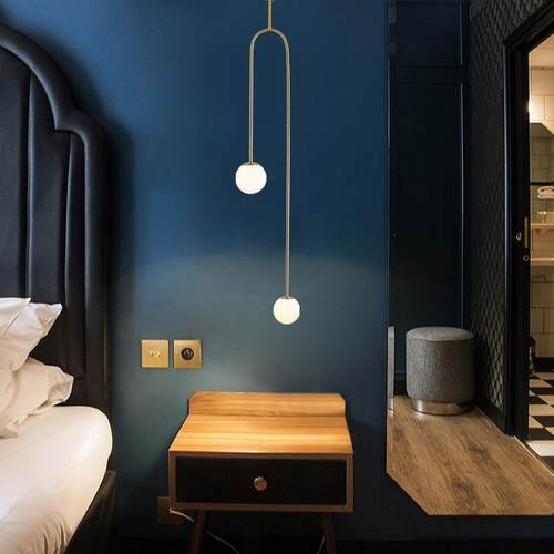 后现代创意金属几何线条客厅墙角吊灯玻璃球餐厅吧台卧室床头吊灯