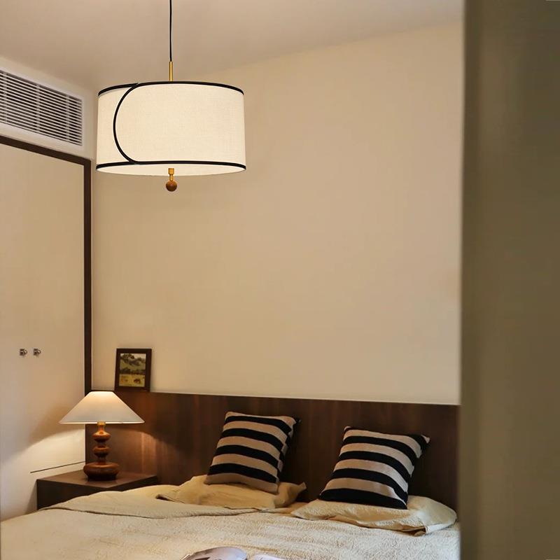 旭呈法式中古复古卧室灯吊灯主卧主灯日式奶油风书房房间布艺灯具