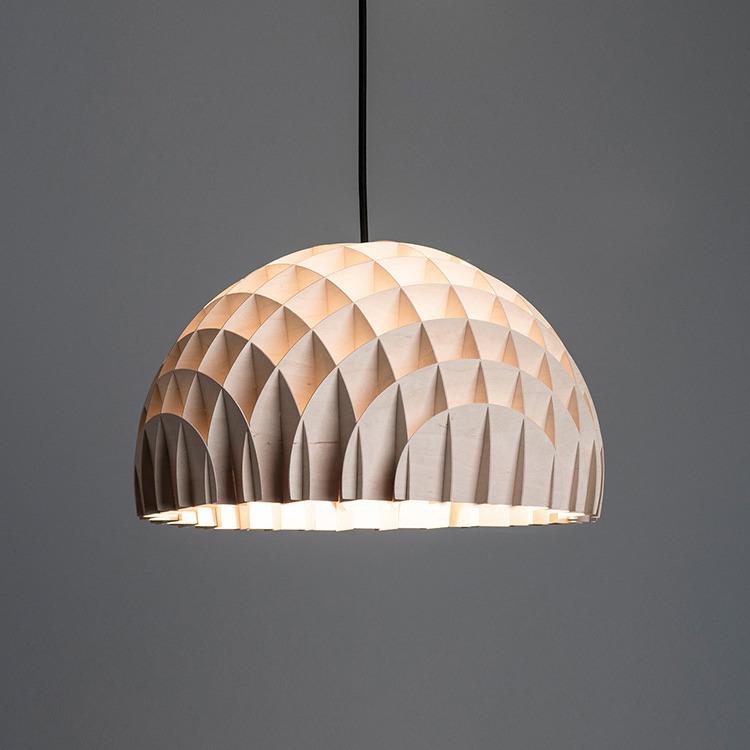 日式轻奢木艺吊灯客厅卧室餐厅民宿酒店主灯现代简约奶油风木皮灯