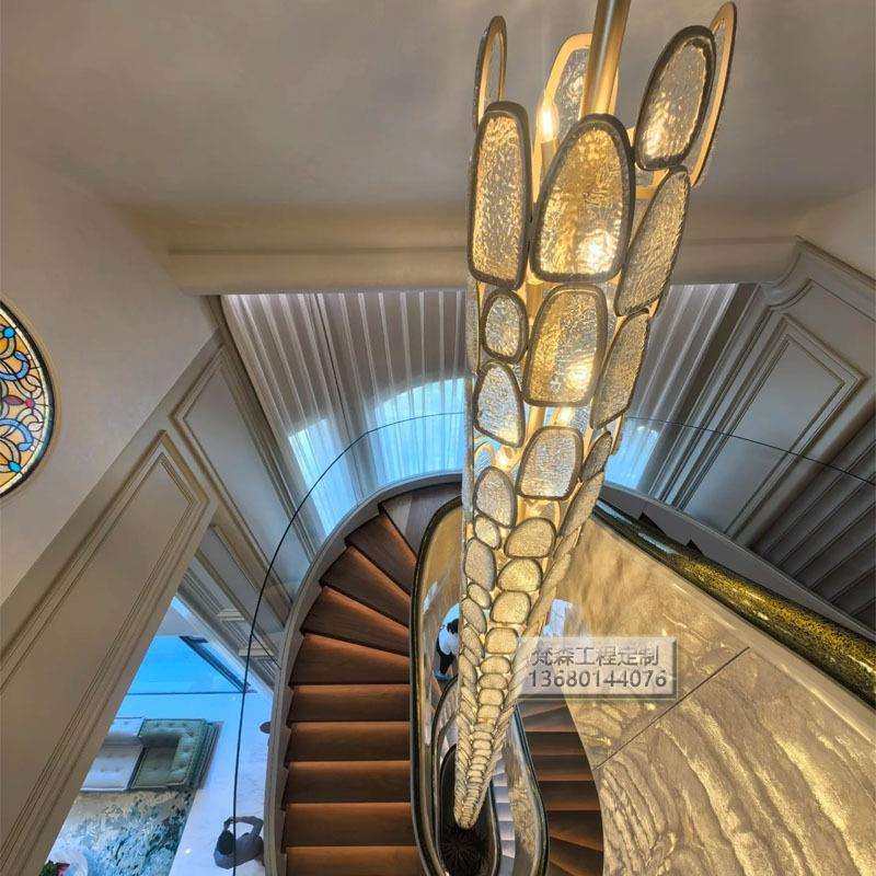楼梯间长吊灯别墅复式楼挑空吊灯豪华轻奢设计师仿古创意楼梯吊灯