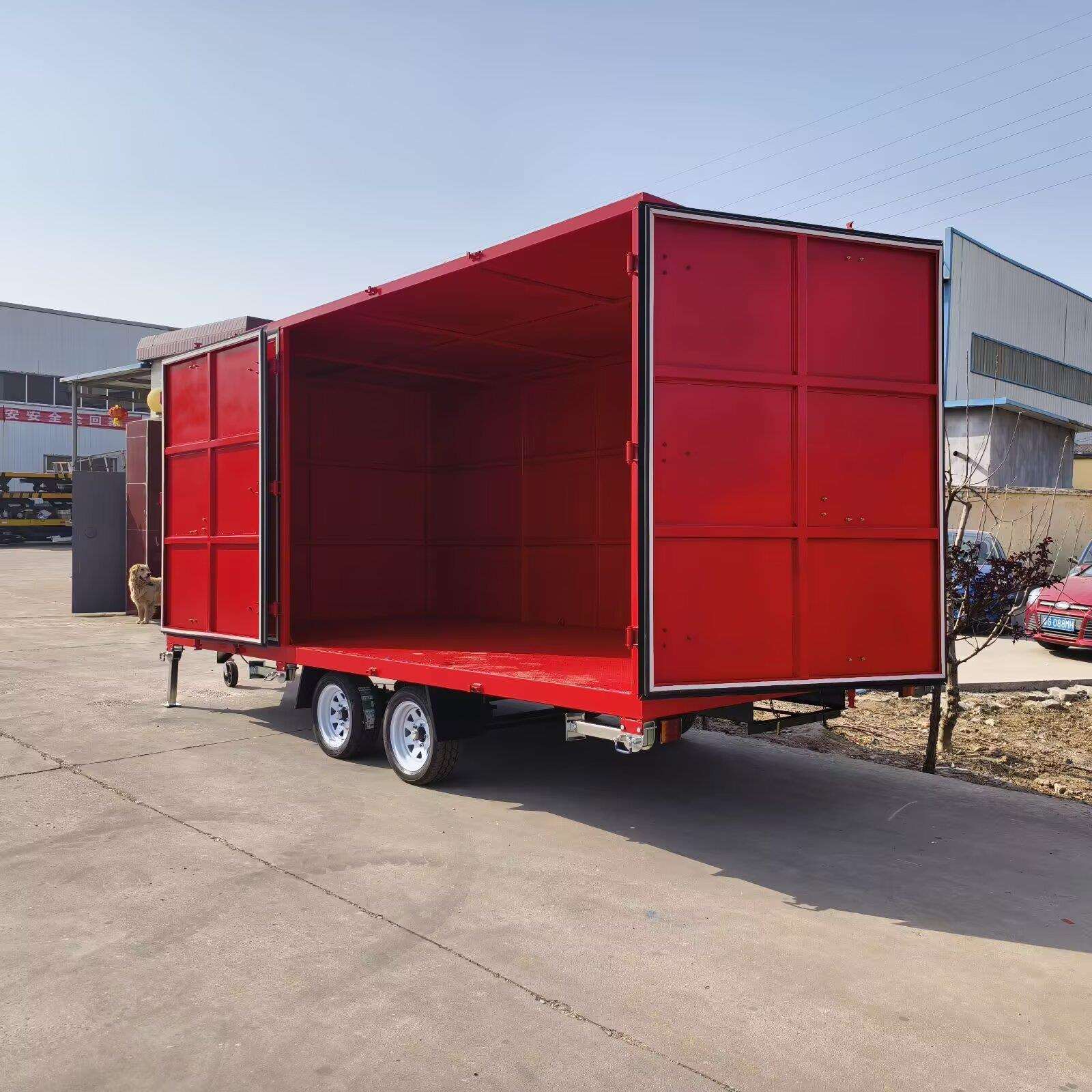 牵引式侧开门厢式拖车载重5吨真空胎终止车桥全挂车结构坚固