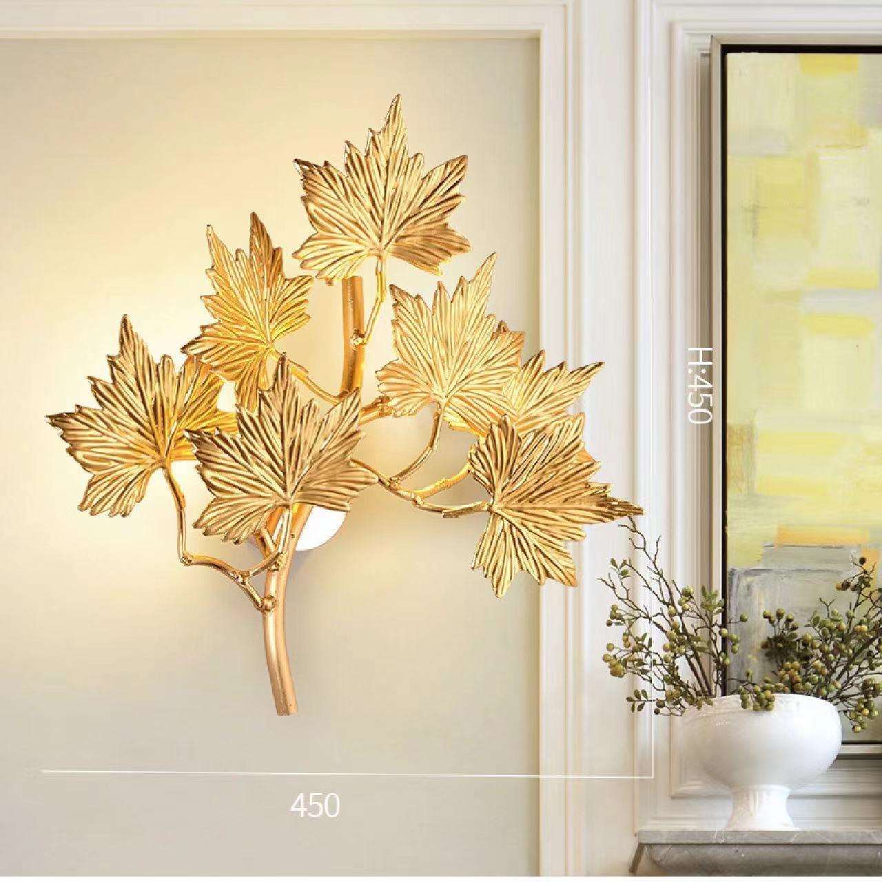 轻奢餐厅壁灯现代田园简约个性创意枫叶时尚造型家居客厅卧室灯具