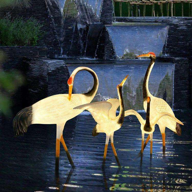 户外发光丹顶鹤动物造型灯玻璃钢雕塑孔雀公园广场美陈景观亮化灯
