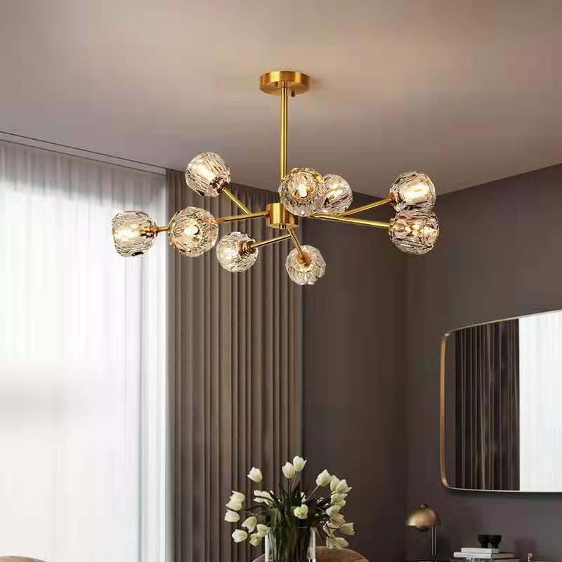 大气简约后现代水晶吊灯餐厅卧室魔豆分子灯北欧客厅轻奢全铜灯具