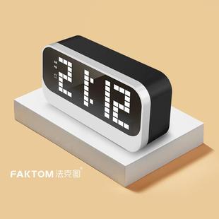 LED数码闹钟 七彩灯色大数字电子钟北欧风静音时钟插电版跨境