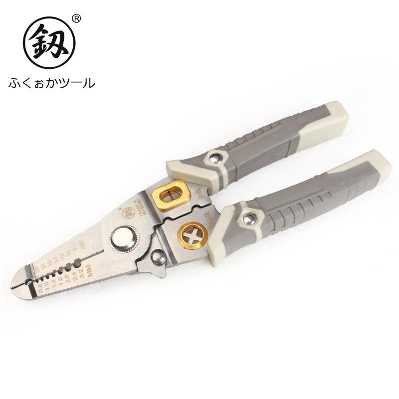釰福冈工具不锈钢分线钳压线钳剪线钳剥线钳多功能综合电工钳